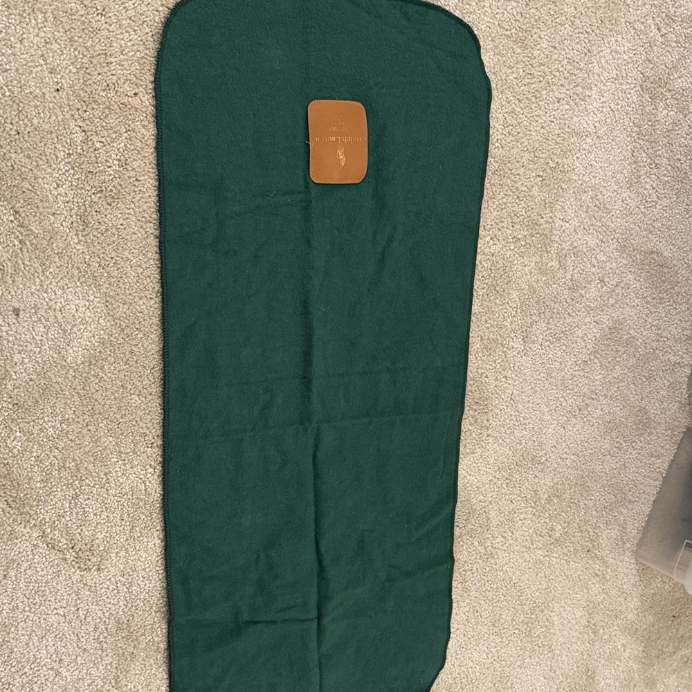 Ralph Lauren Green Shoe Shine Cloth Brown Accent 1980s vintage Ralph Lauren